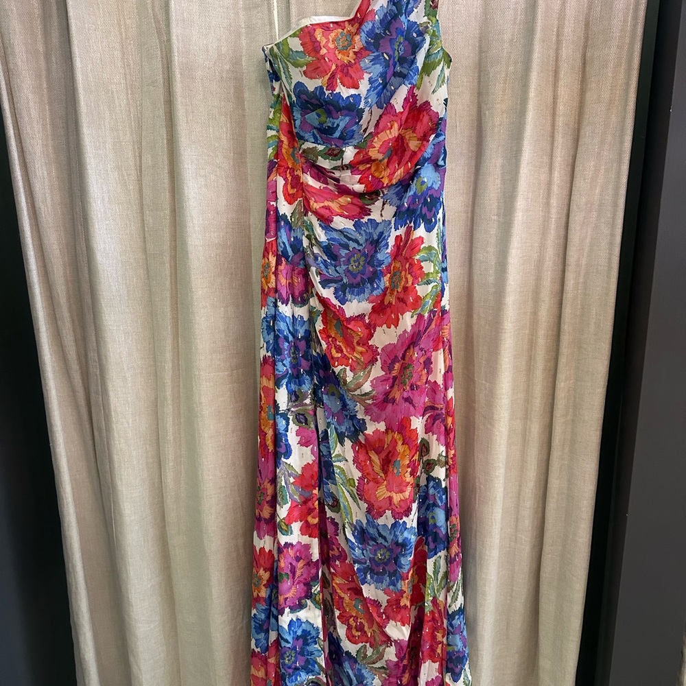Shoshanna Multicolor Floral One-Shoulder Dress